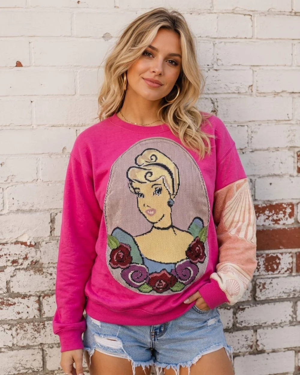 Upcycled Cinderella tapestry crewneck